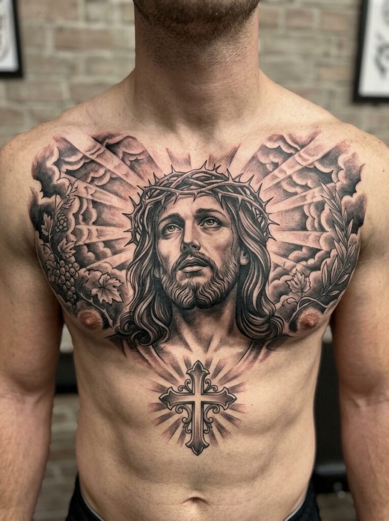 Jesus Chest Tattoo Design