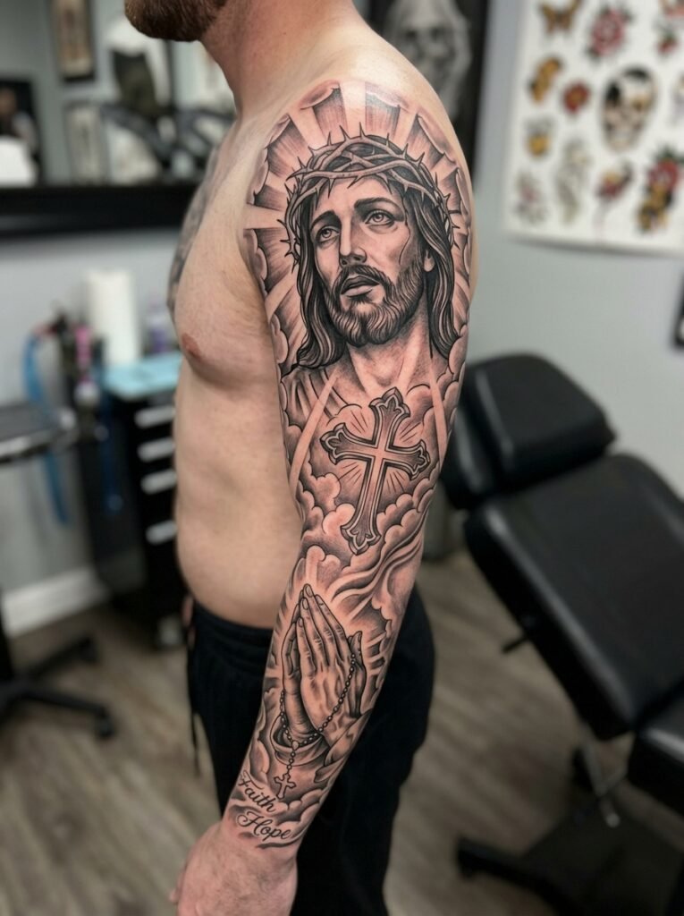 Jesus Arm Tattoo