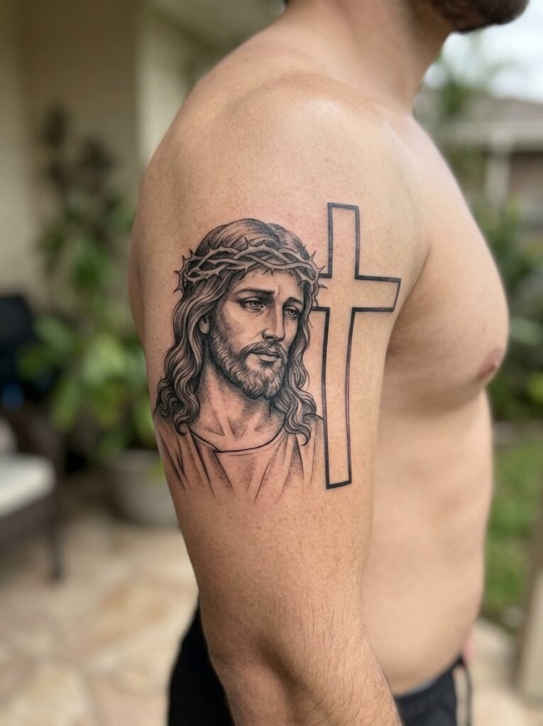 Jesus With Simple Cross