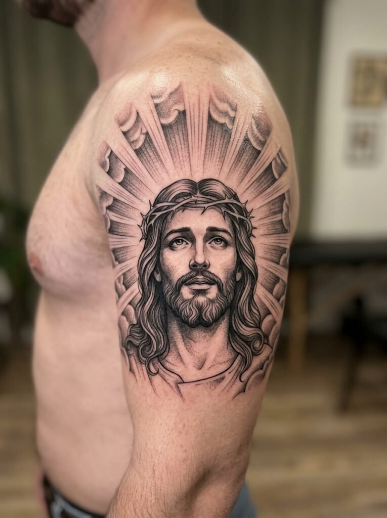 Jesus Face With Rays