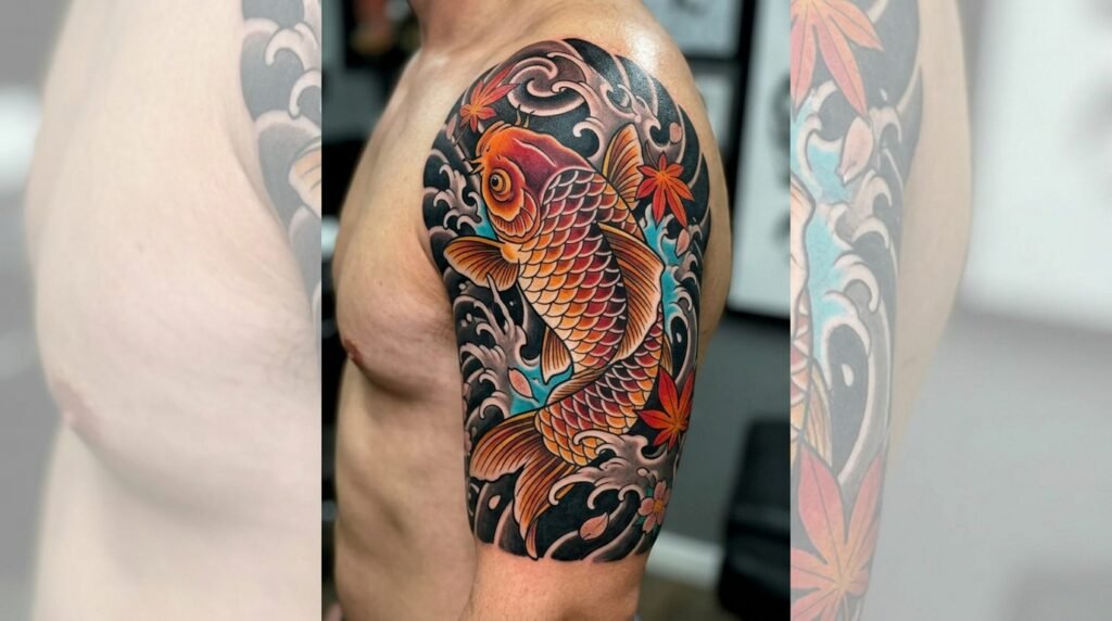 Japanese koi sleeve tattoo