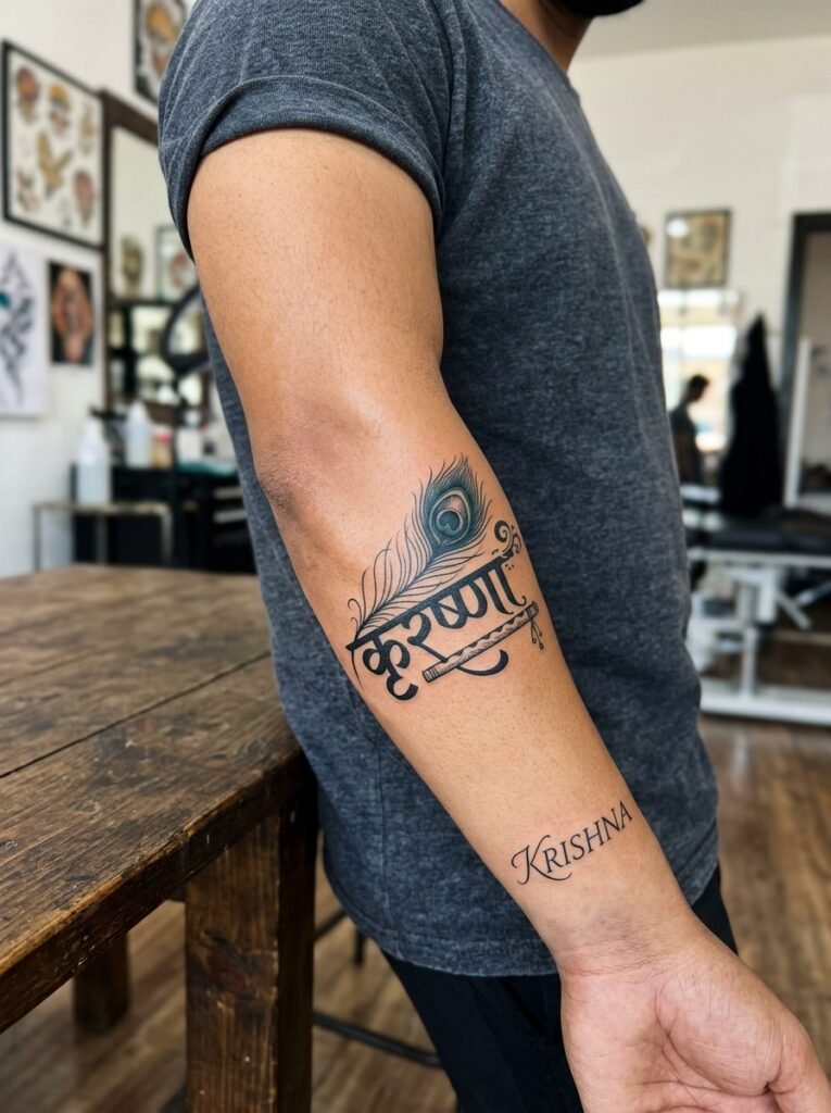 Krishna Name Tattoo