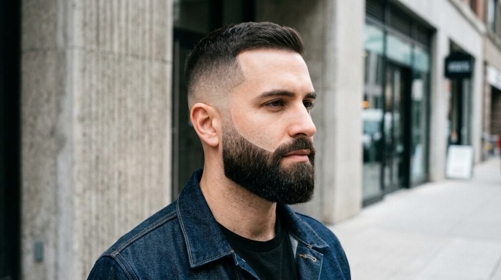 low fade long beard