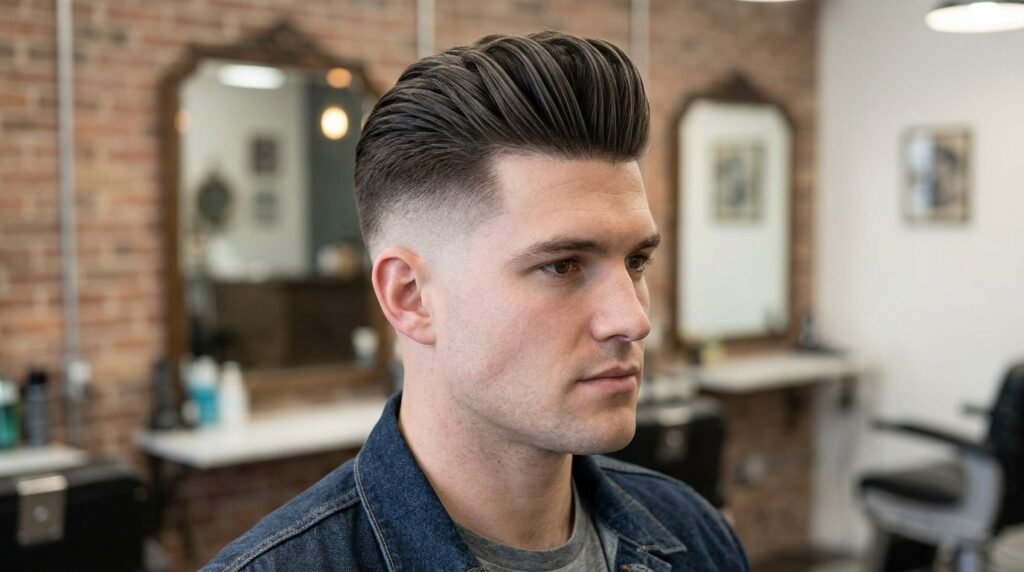 high fade slicked back hair