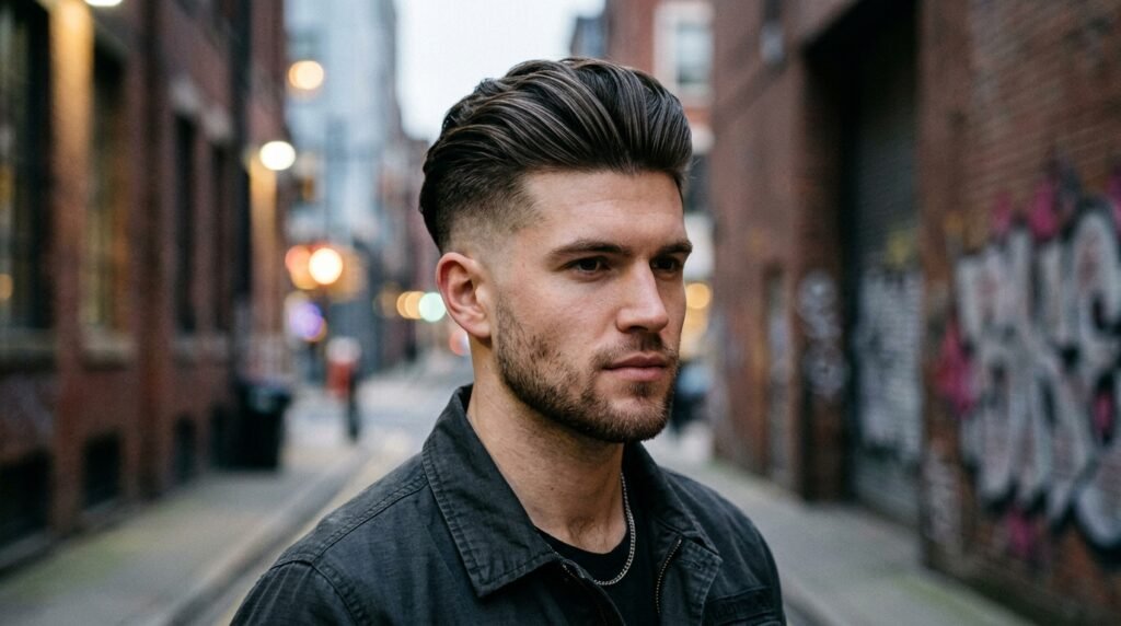 long slick back high fade