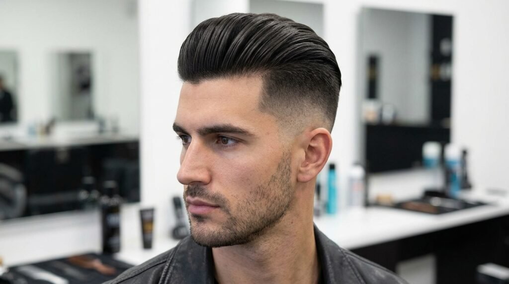 long slicked back undercut fade