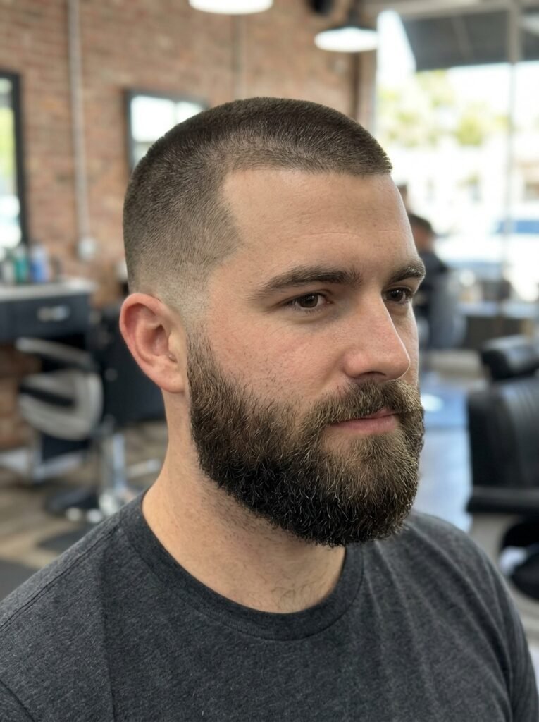 low fade full beard combo