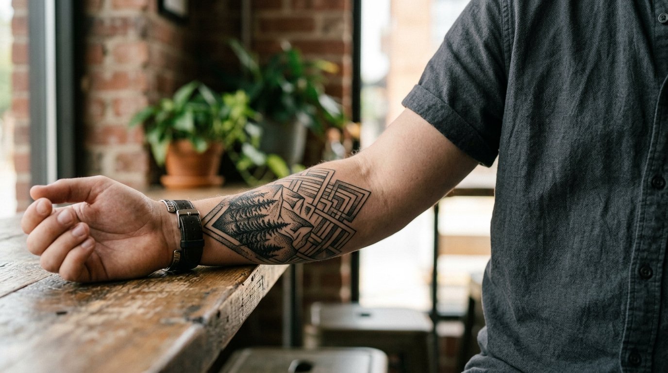lower arm tattoo for men