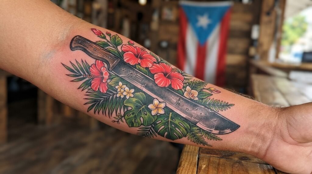 Puerto Rico Machete Tattoo