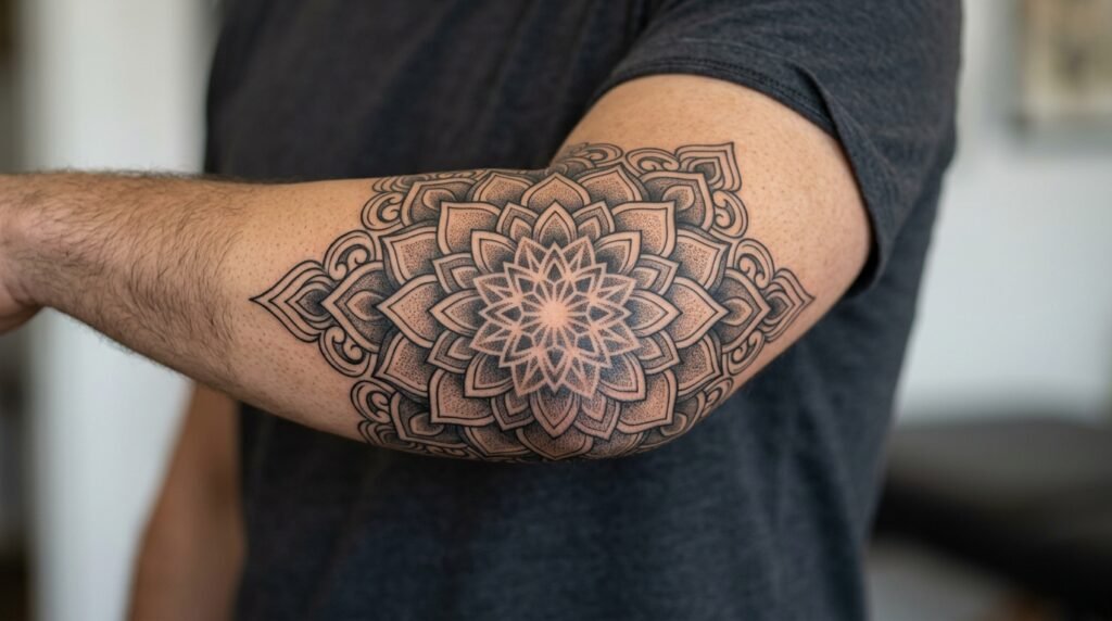Mandala Elbow Tattoo