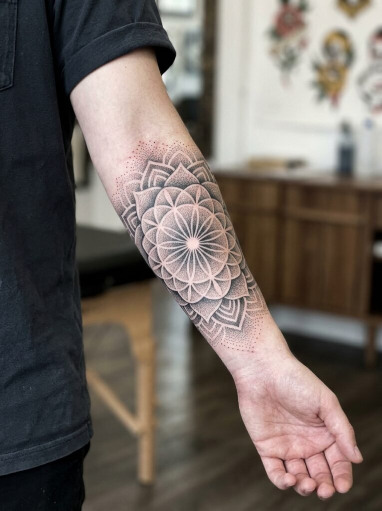 dotwork forearm mandala