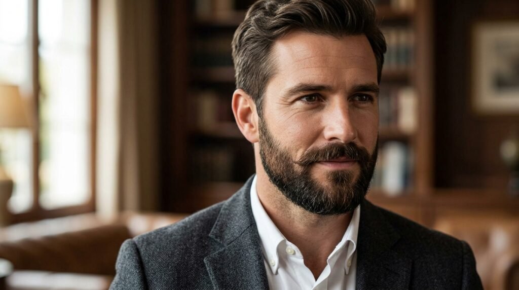 rounded medium beard