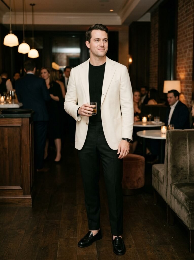 black and white formal outfit men
