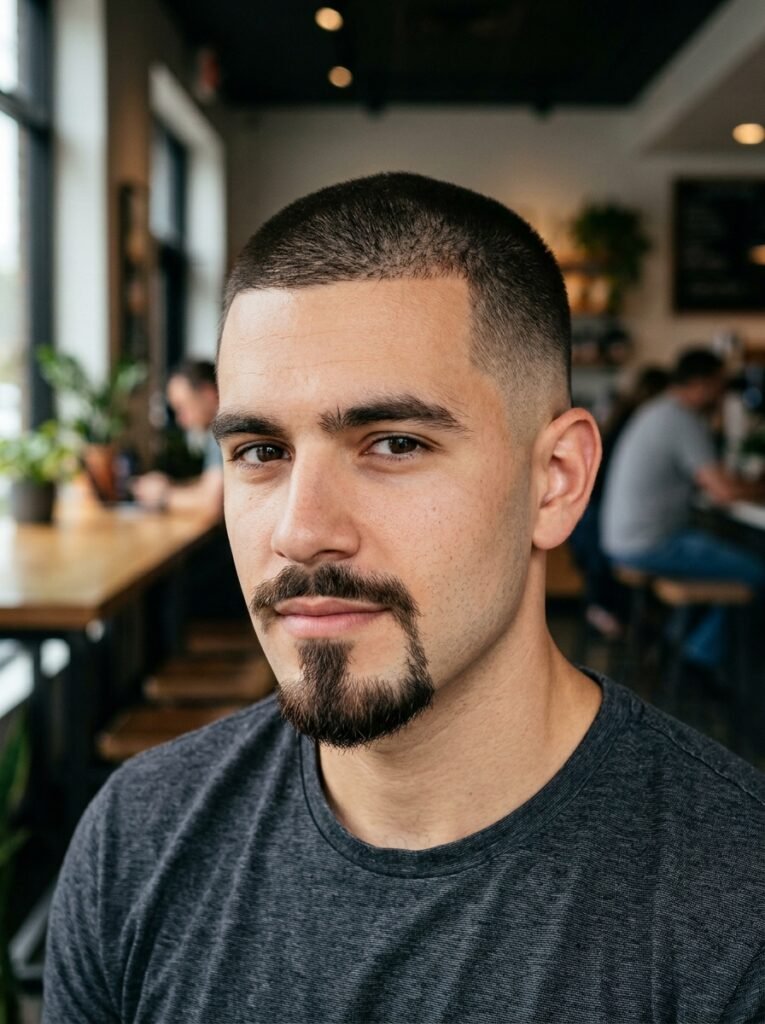 mid fade french beard