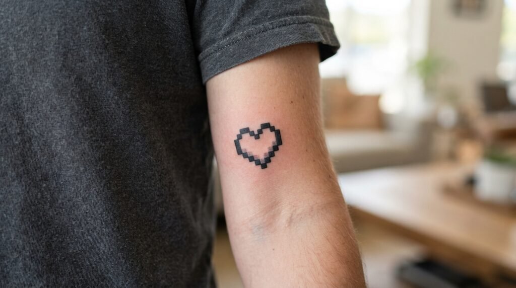 Minimal Pixel Heart Tattoo