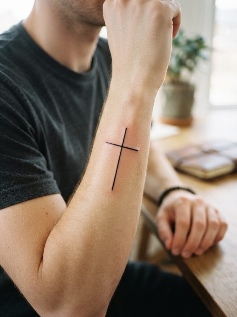simple christian cross tattoo