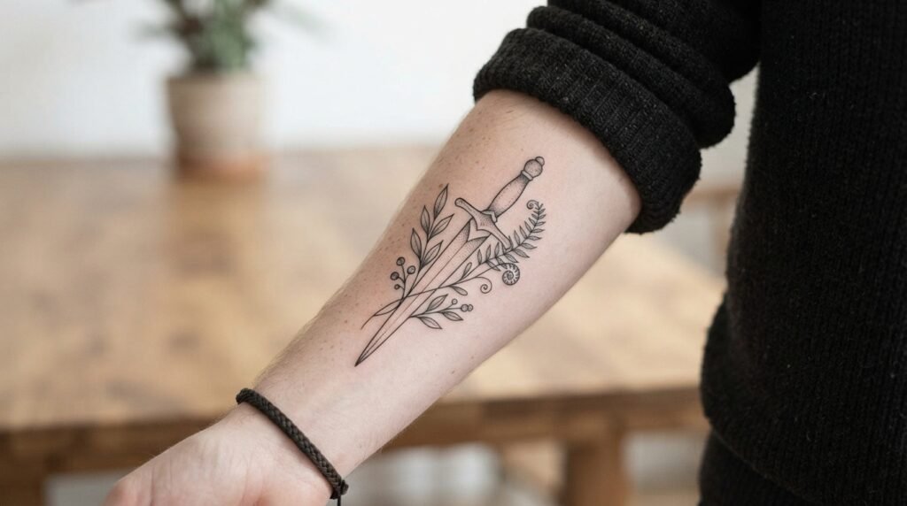 Minimal Dagger Tattoo