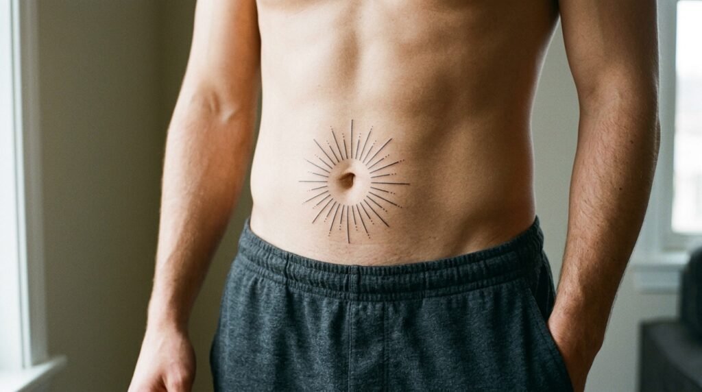 sun belly button tattoo