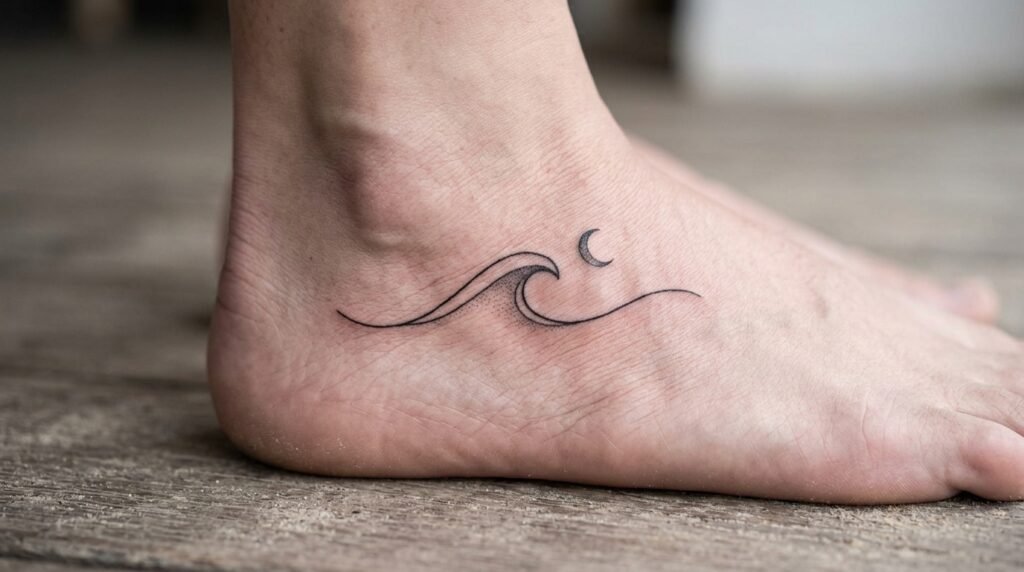 Minimal wave foot tattoo