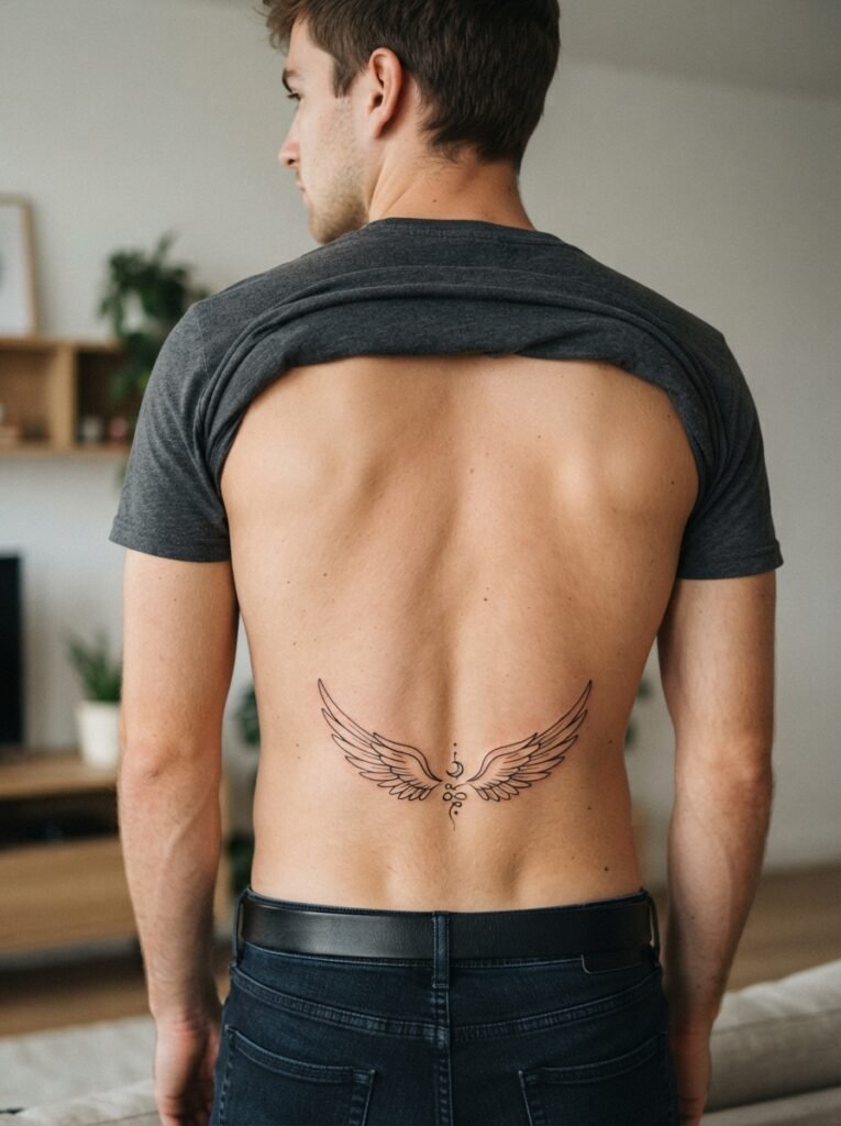 minimalist lower back tattoo