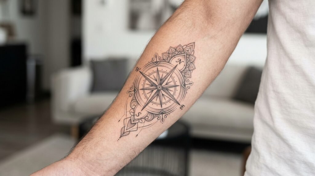 Ornamental Compass Tattoo