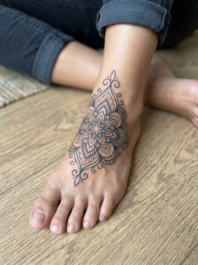 Ornamental foot tattoo