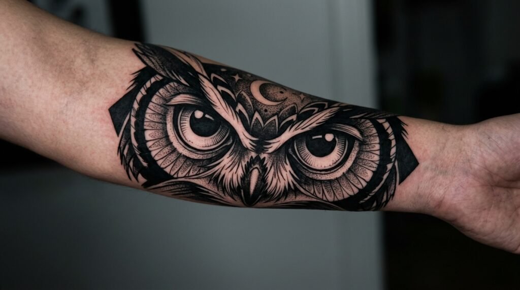 owl eyes tattoo