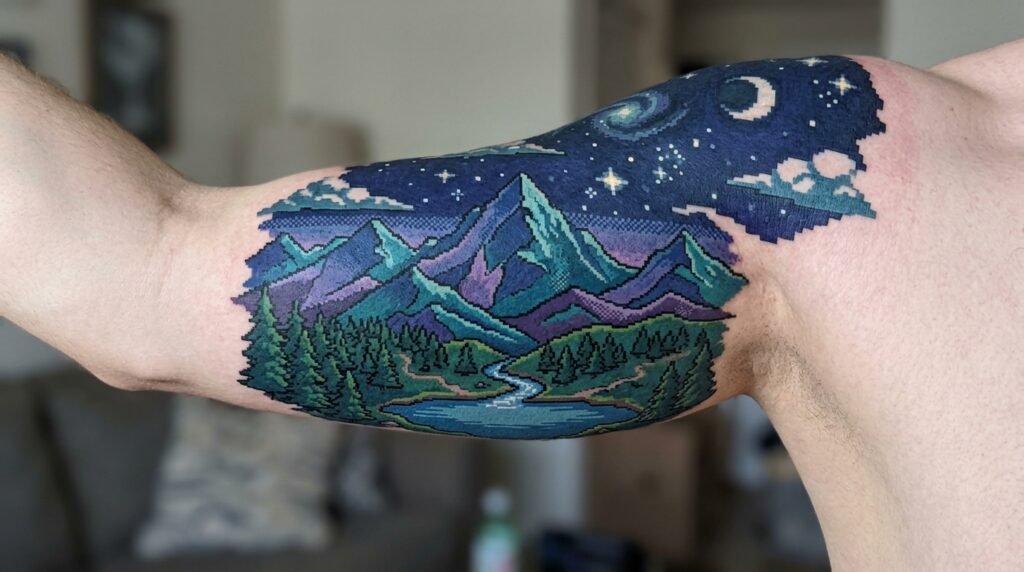 Pixel Landscape Tattoo