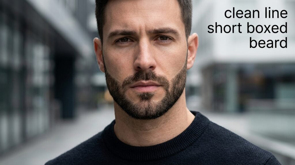 clean line short boxed beard