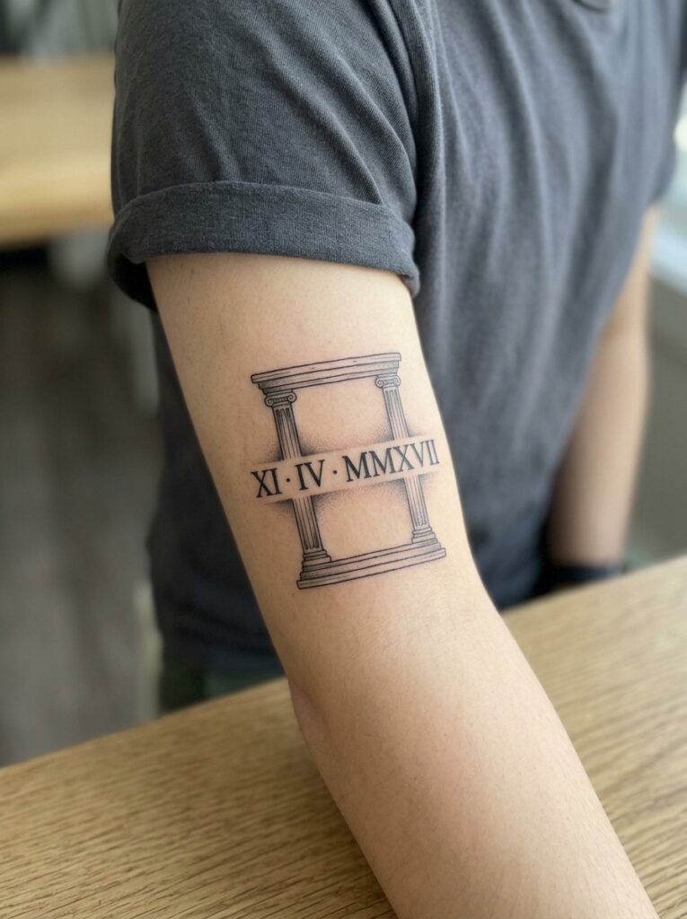 roman numeral forearm tattoo