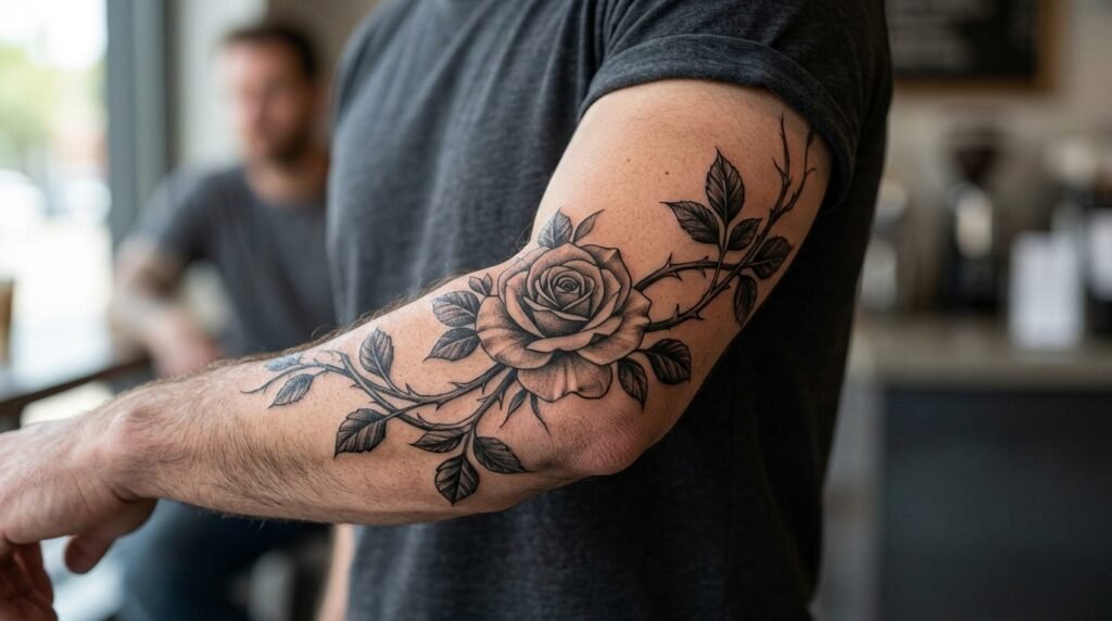 Rose Elbow Tattoo