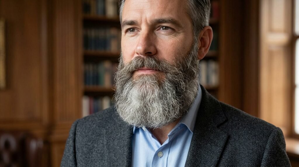 rounded long beard