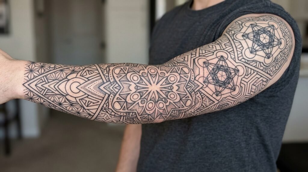 geometric sleeve tattoo
