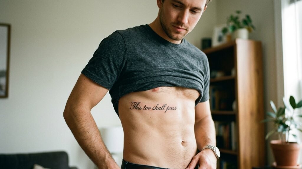 above belly button tattoo