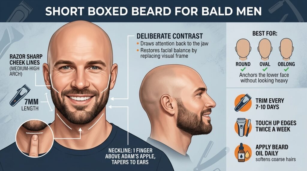  short boxed beard for bald men