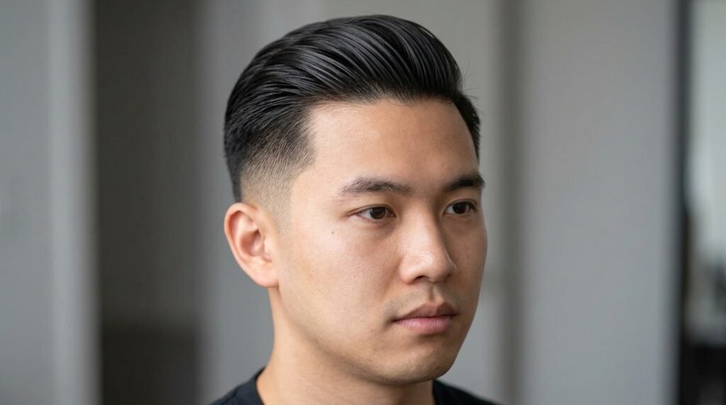 short slicked back low fade