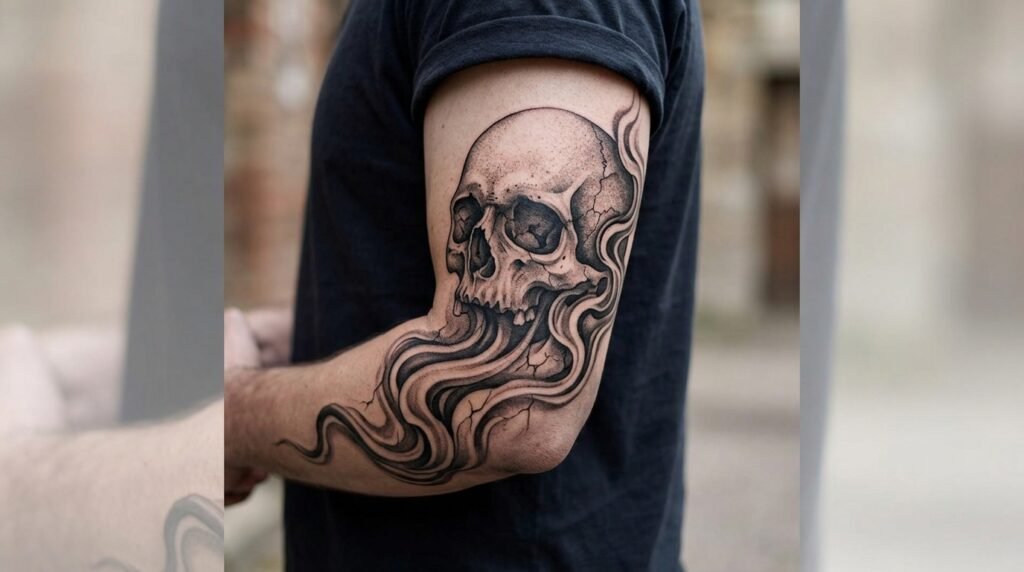 Skull Elbow Tattoo