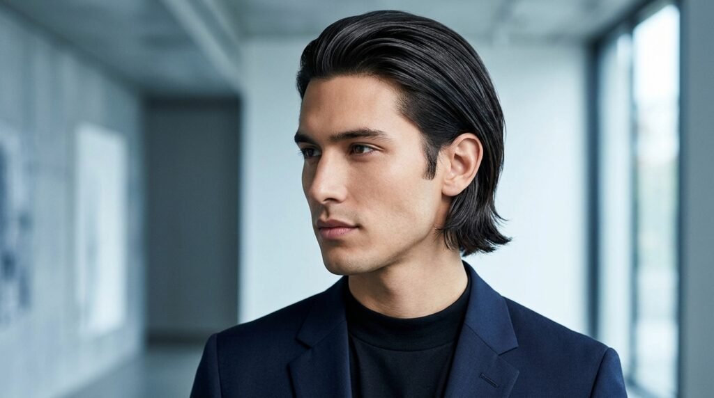 slicked back bob men