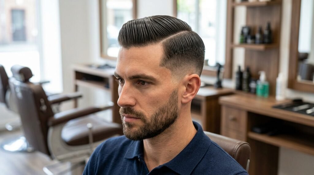 slicked back side part