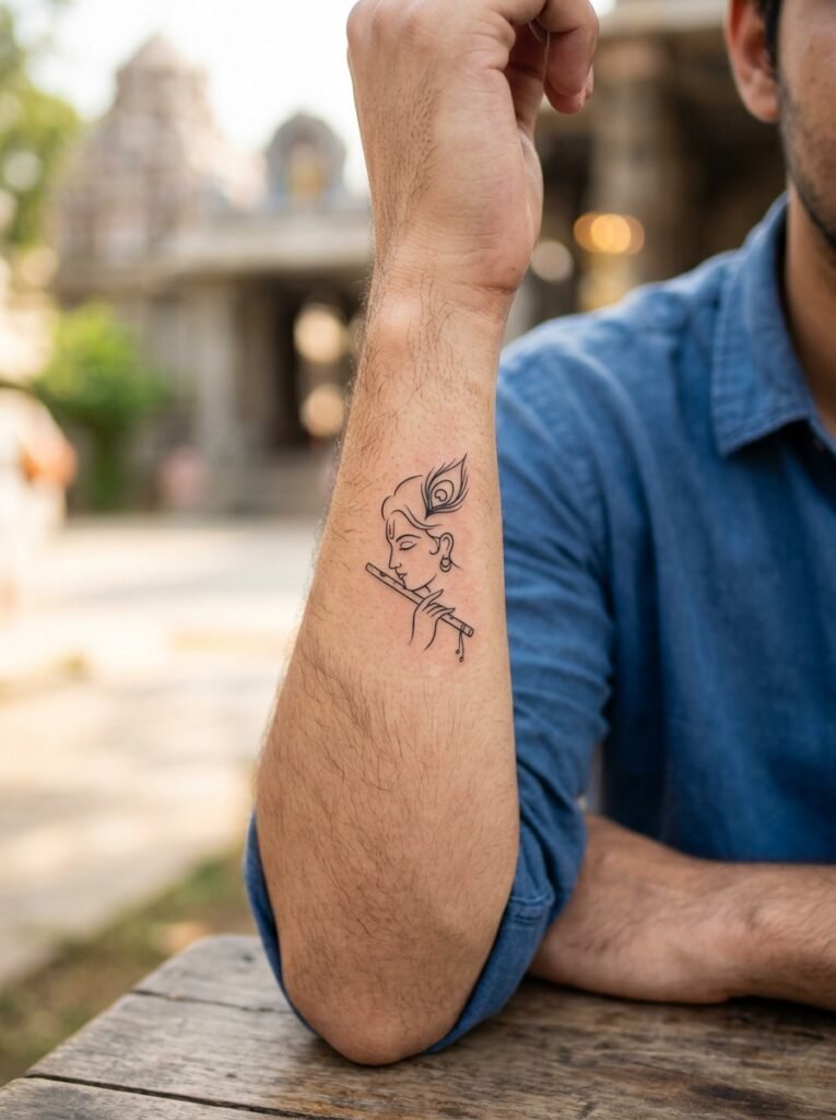 Small Krishna Arm Tattoo