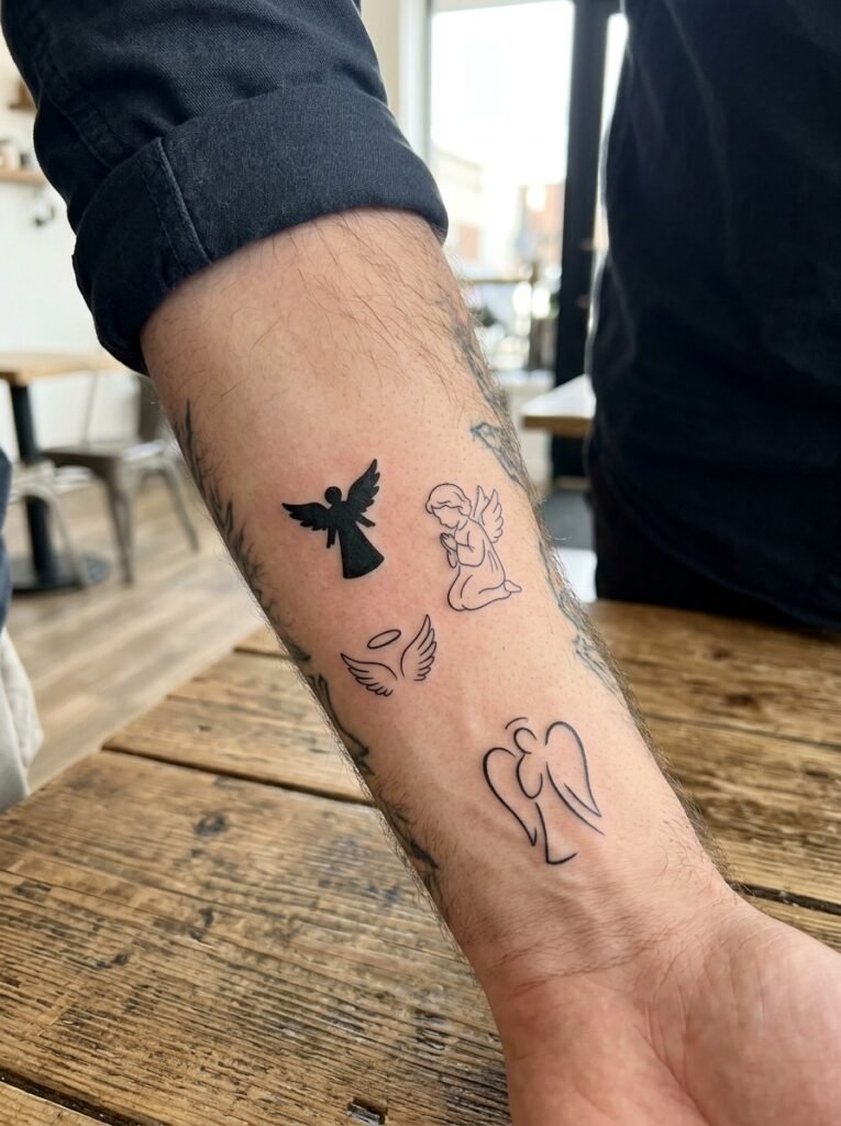 Small angel tattoo for men