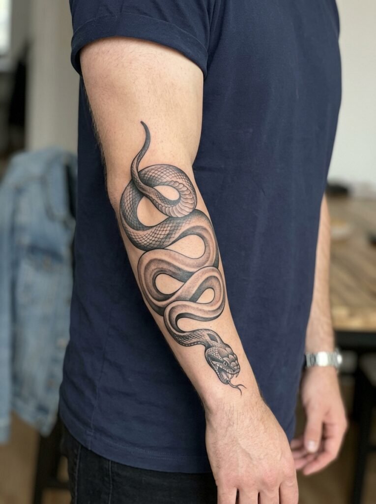 snake forearm tattoo