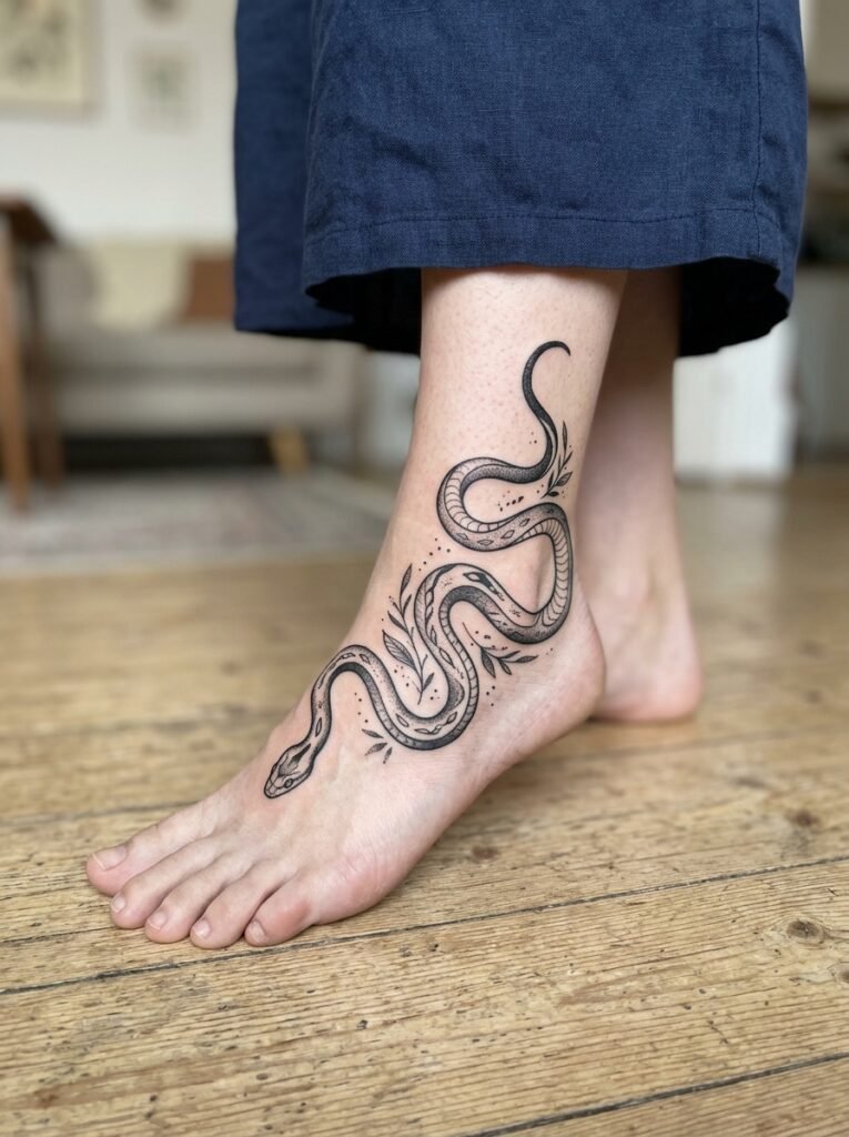 Snake foot tattoo design