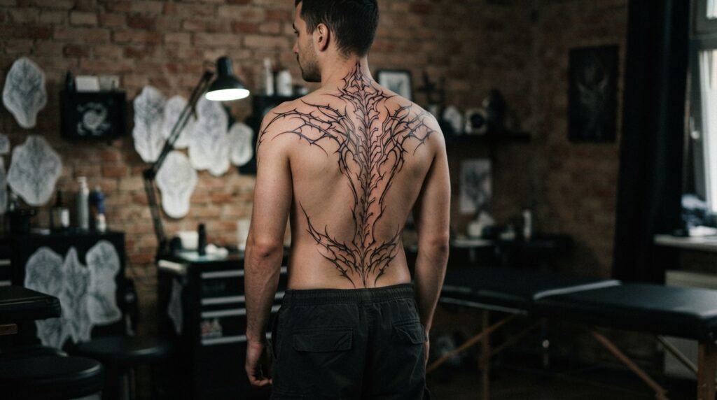Cybersigilism Spine Tattoo
