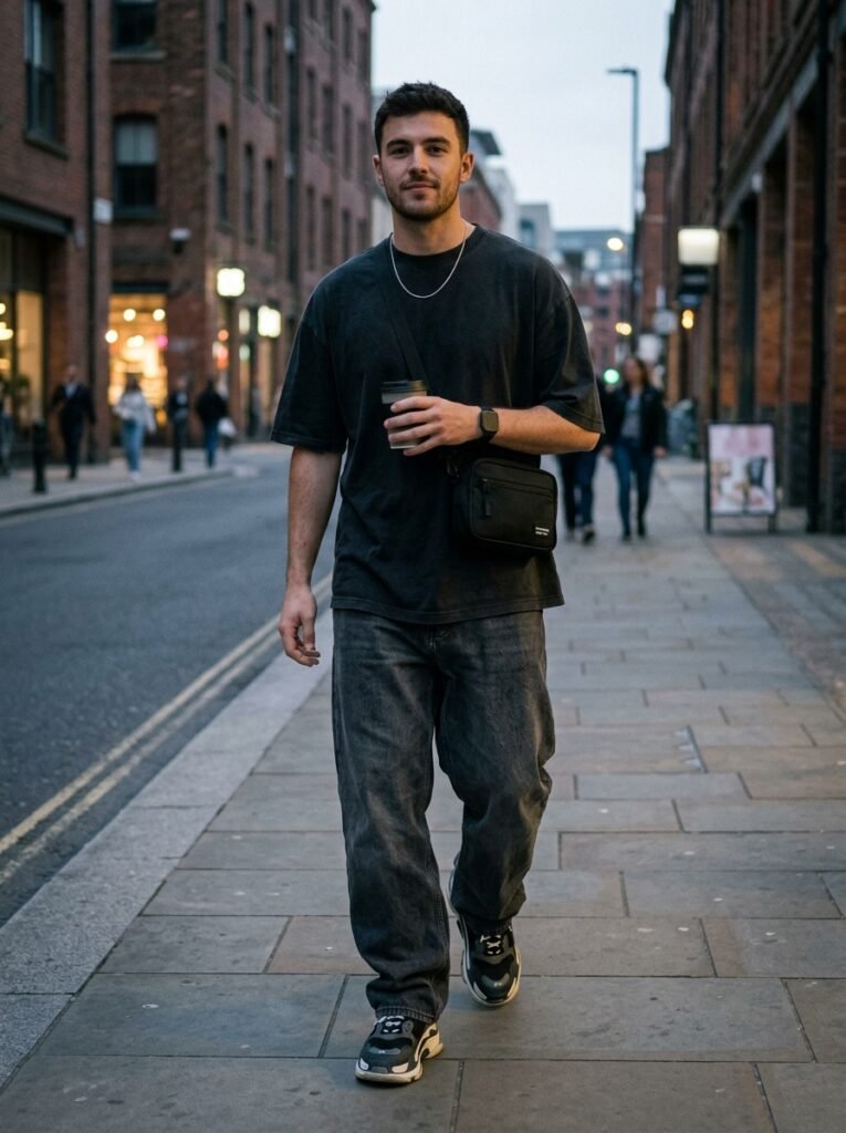 black streetwear outfit men