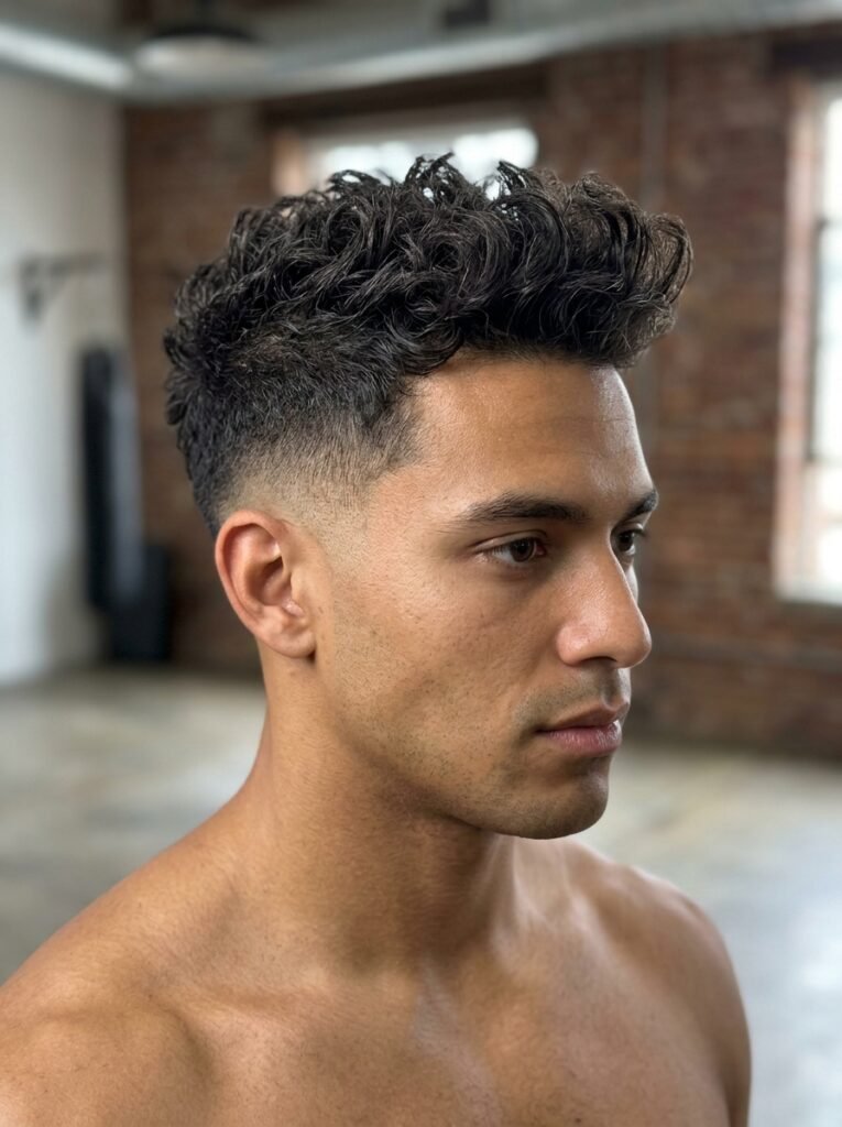 low fade brushed-up spikes
