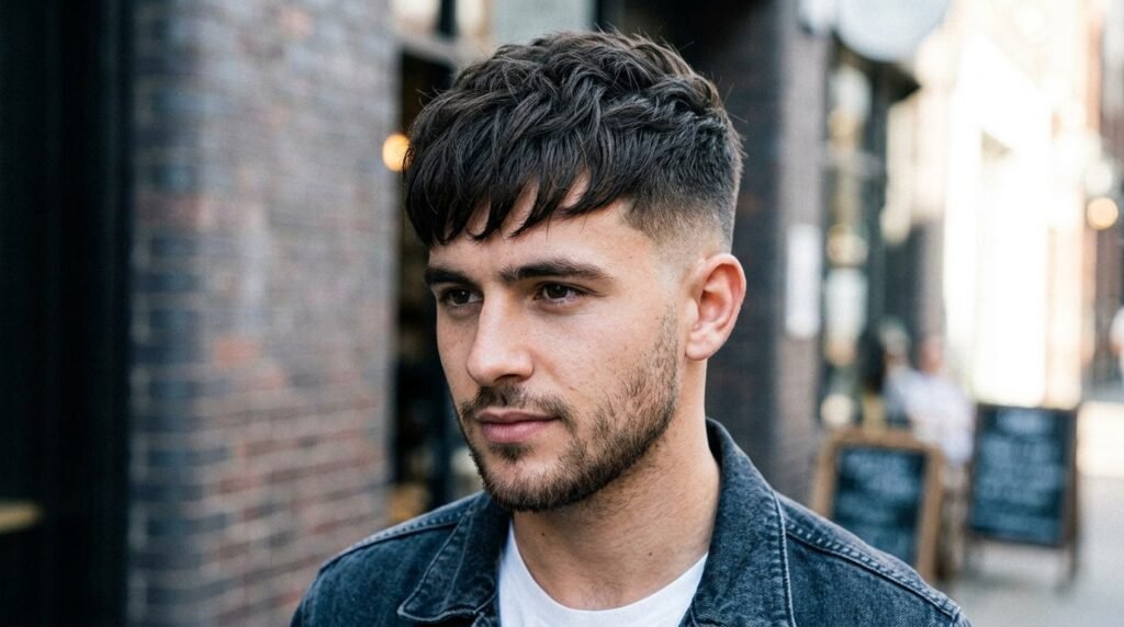 mid fade textured fringe