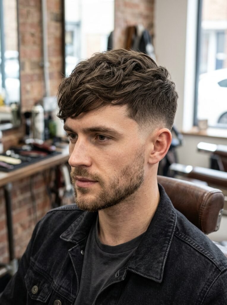 textured side swept haircut