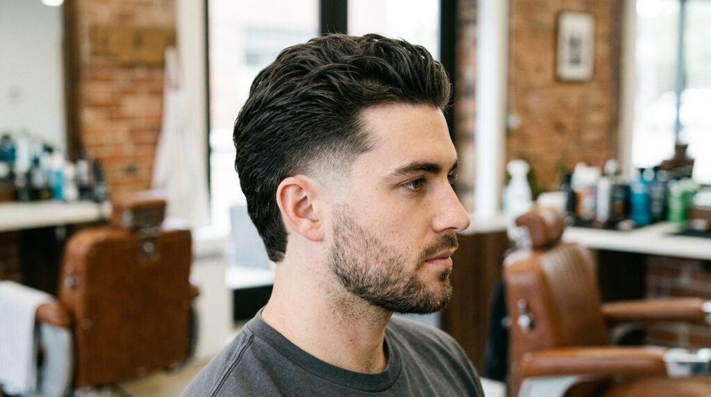 textured burst fade slick back