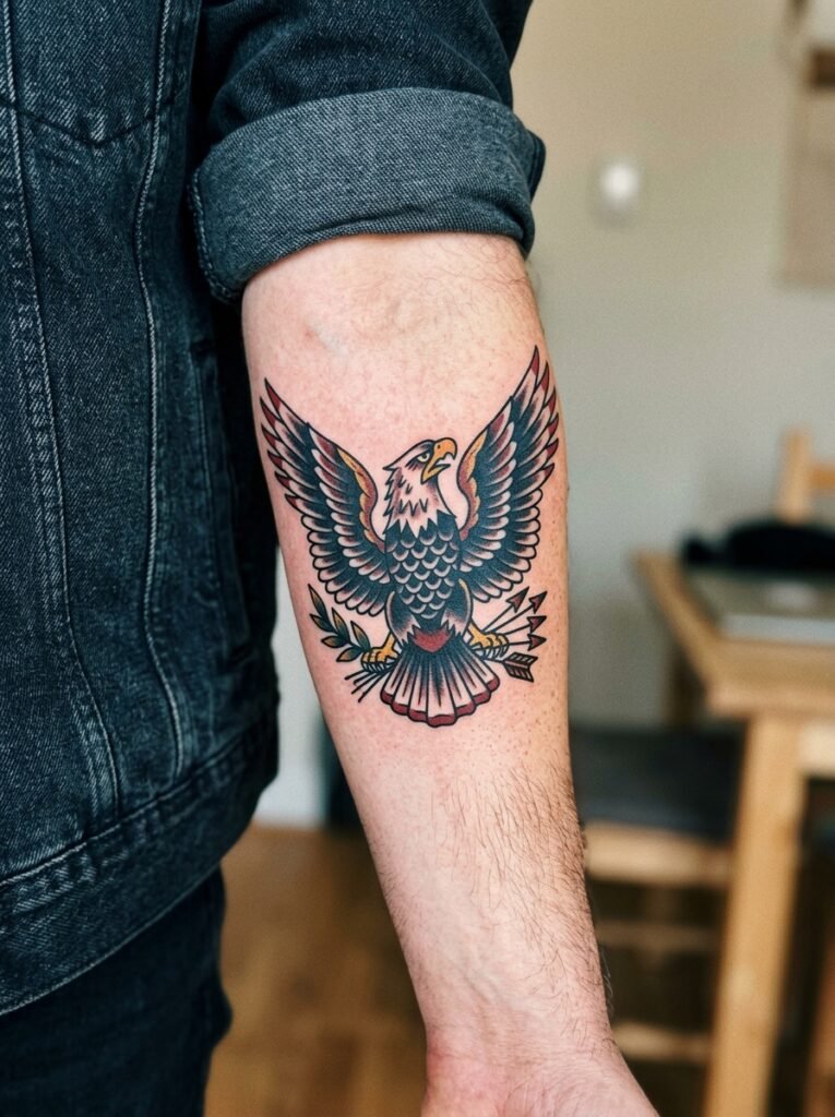traditional eagle arm tattoo